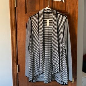 Talbots NWT cardigan.  Black & white stripe.  Size Large